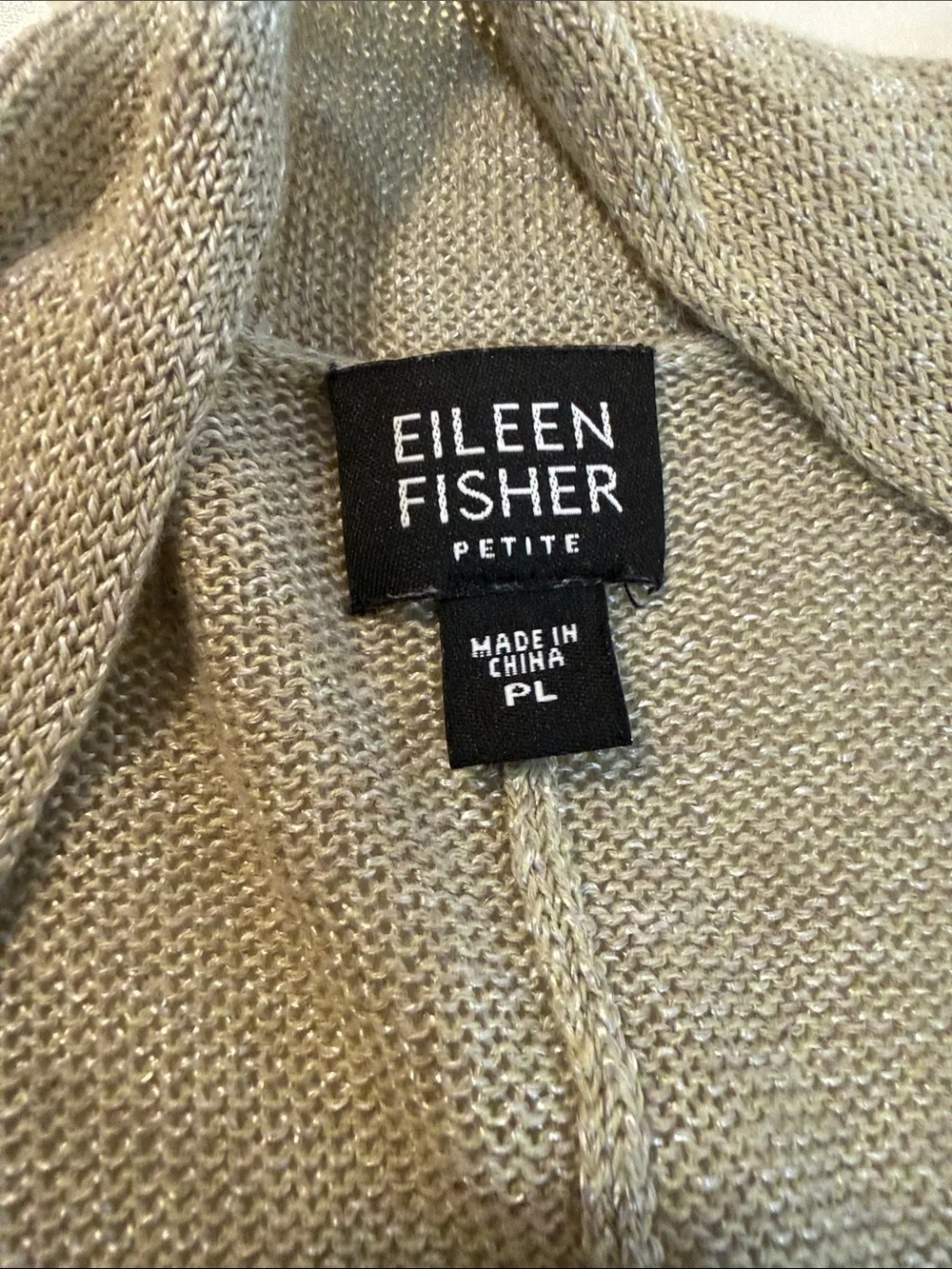 Eileen Fisher Petite Large Linen Blend Open Front Cardigan Oatmeal Lightweight - Picture 9 of 11